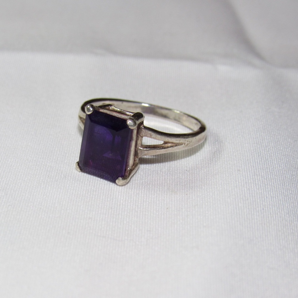 Purple Amethyst Emerald Cut Ring
